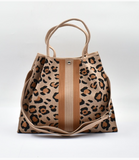 Leopard Crossbody Tote Bag - Brown
