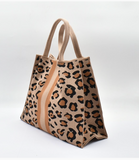 Leopard Crossbody Tote Bag - Brown