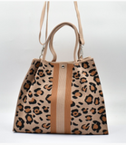 Leopard Crossbody Tote Bag - Brown