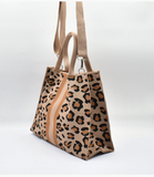 Leopard Crossbody Tote Bag - Brown