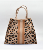 Leopard Crossbody Tote Bag - Brown
