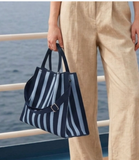 Vertical Stripe Crossbody Tote Bag - Navy