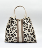 Leopard Crossbody Tote Bag - Cream