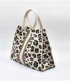 Leopard Crossbody Tote Bag - Cream