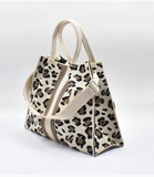 Leopard Crossbody Tote Bag - Cream