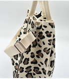 Leopard Crossbody Tote Bag - Cream