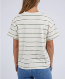 Foxwood Huntleigh Stripe Tee Fern & White Stripe