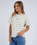 Foxwood Huntleigh Stripe Tee Fern & White Stripe