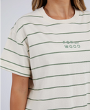 Foxwood Huntleigh Stripe Tee Fern & White Stripe