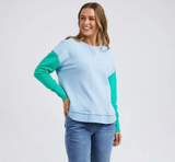 Foxwood Simplified Colour Block Crew - Blue/ Green