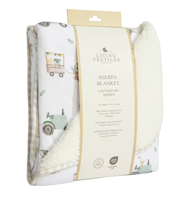 Organic Jersey Sherpa Blanket - Tractor Ride