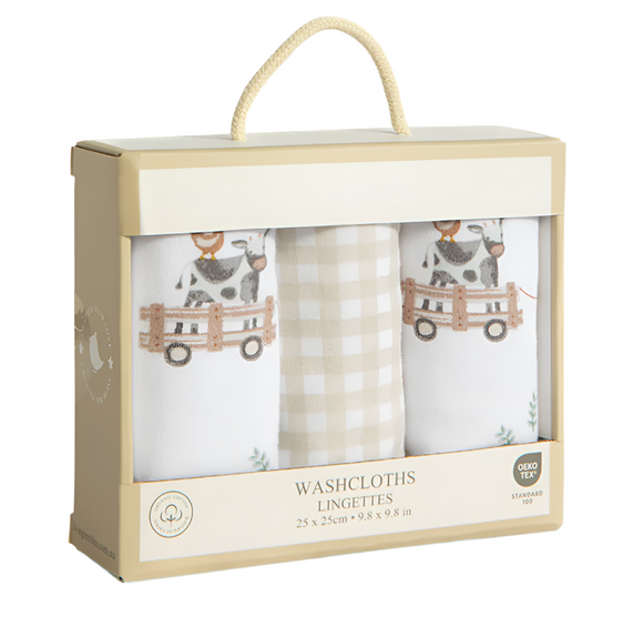 Wash cloths 3pk - Tractor Ride