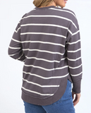 Foxwood Farrah Stripe Long Sleeve - Dark Grey/Vintage White Stripe