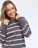 Foxwood Farrah Stripe Long Sleeve - Dark Grey/Vintage White Stripe