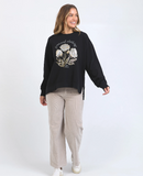 Foxwood Golden Rose Crew - Washed Black