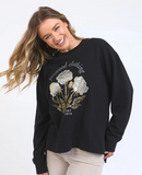 Foxwood Golden Rose Crew - Washed Black