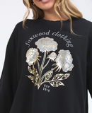 Foxwood Golden Rose Crew - Washed Black