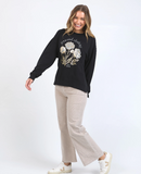 Foxwood Golden Rose Crew - Washed Black