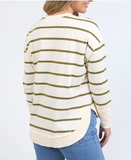 Foxwood Farrah Stripe Long Sleeve - Vintage White/Olive