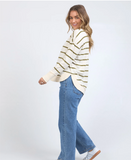 Foxwood Farrah Stripe Long Sleeve - Vintage White/Olive