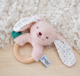 Wooden Ring Rattle - Snuggle Buddy Berry Bunny