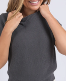 Foxwood Blair Short Sleeve Knit - Charcoal