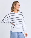 Foxwood Jayne Stripe Throw on Top - White & Charcoal