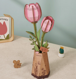 Robotime Wooden Bloom - Pink Tulip