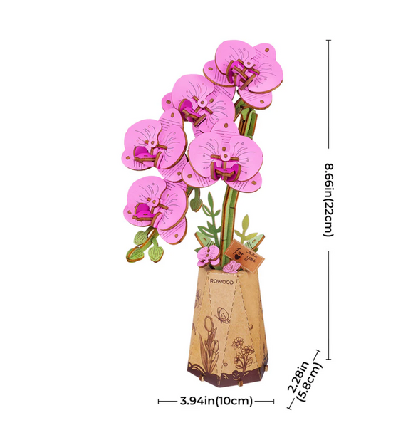 Robotime Wooden Bloom - Purple Moth Orchid