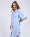 Foxwood Holiday Shirt Dress - Blue/ White Stripe
