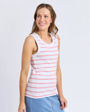 Foxwood Iris Stripe Tank - White/ Rose Stripe