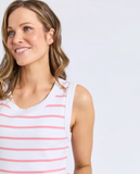 Foxwood Iris Stripe Tank - White/ Rose Stripe