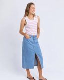 Foxwood Iris Stripe Tank - White/ Rose Stripe