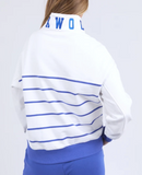 Foxwood College Stripe Zip Crew - What & Blue