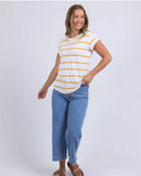 Manly Stripe Tee - White/ Mineral Yellow