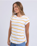 Manly Stripe Tee - White/ Mineral Yellow