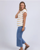 Manly Stripe Tee - White/ Mineral Yellow