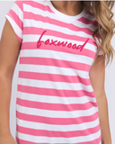 Foxwood Signature Stripe Tee Dress - Hot pink/ White