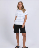 Foxwood Allison Stripe Tee - White/ Sky Blue