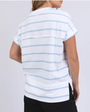 Foxwood Allison Stripe Tee - White/ Sky Blue