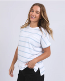 Foxwood Allison Stripe Tee - White/ Sky Blue