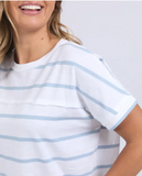 Foxwood Allison Stripe Tee - White/ Sky Blue
