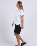 Foxwood Allison Stripe Tee - White/ Sky Blue