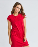 Foxwood Signature Embroidery Tee Dress - Crimson
