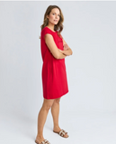 Foxwood Signature Embroidery Tee Dress - Crimson
