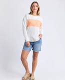 Foxwood Simplified Tonal Crew - Vintage White/ Peach