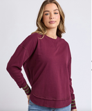 Foxwood Alex Stripe Cuff Crew - Wine