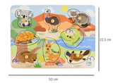2 IN 1 Aussie Animals and Their Babies Peg Puzzle