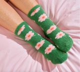 Fuzzy Bed Socks - Flower Green