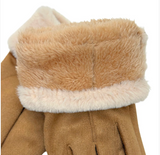 Faux Fur Double Layer Gloves - Camel